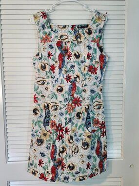 Planet Gold Floral Midi Dress in White with Tropical Florals